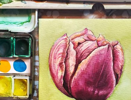 Tulpe malen mit Aquarellfarben
