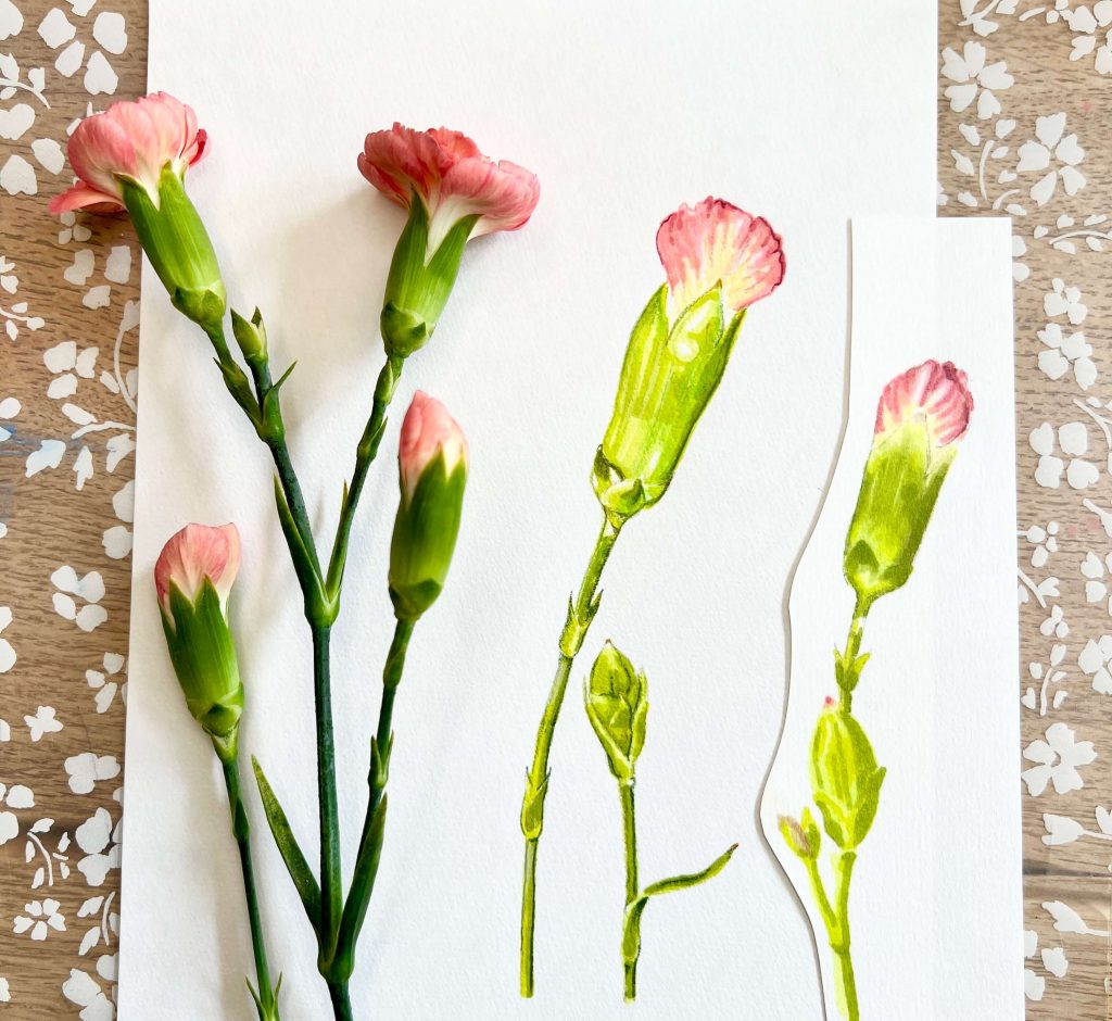 Nelken mit Promarker und Buntstift
