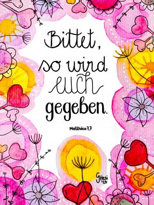 Postkarte Bittet, so wird euch gegeben