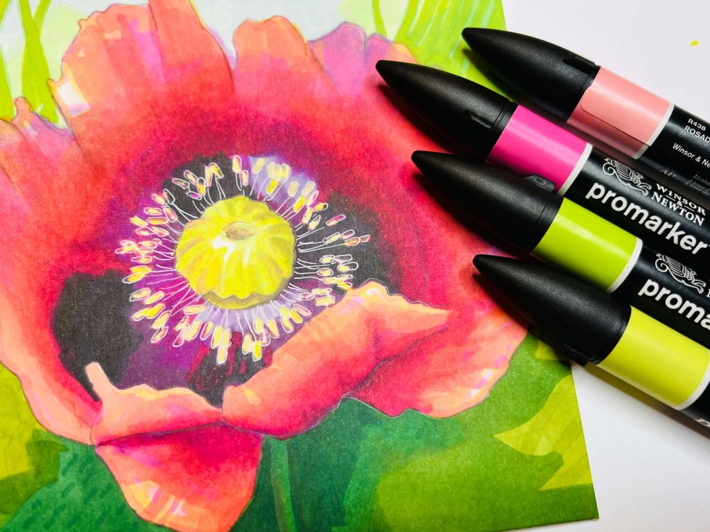 Mohnblüte mit Promarkern