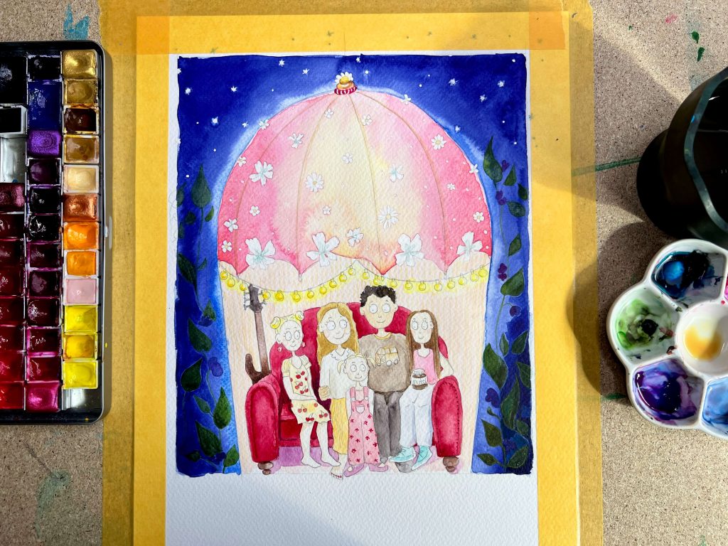 die Familie auf dem Sofa