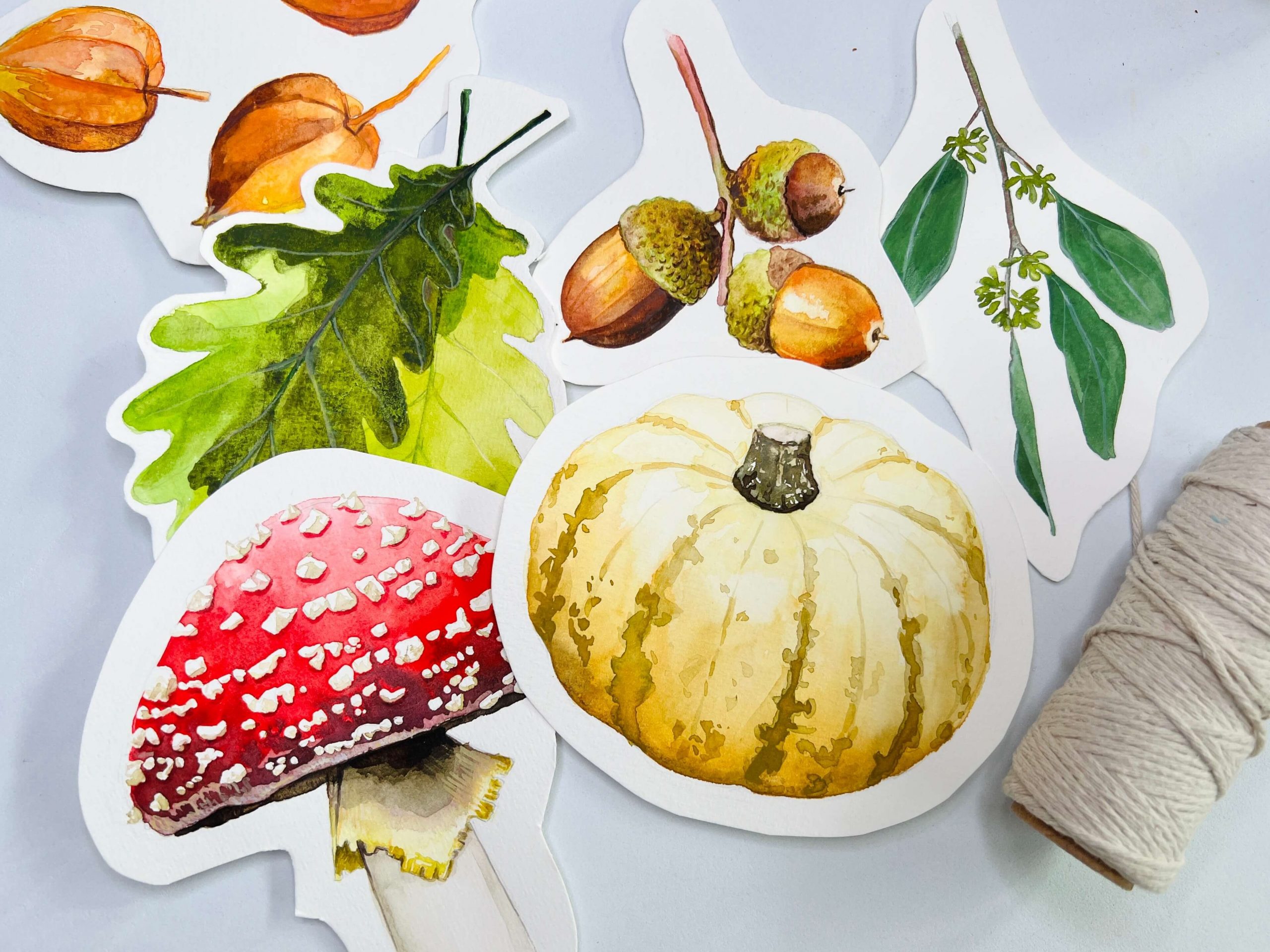 Herbstgirlande mit Aquarell malen
