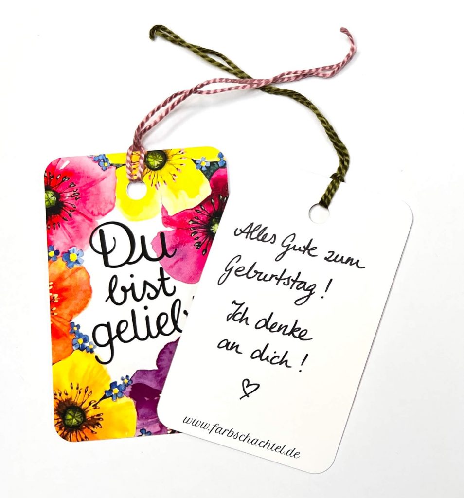 Vorder- und Rückseite des Geschenkanhängers