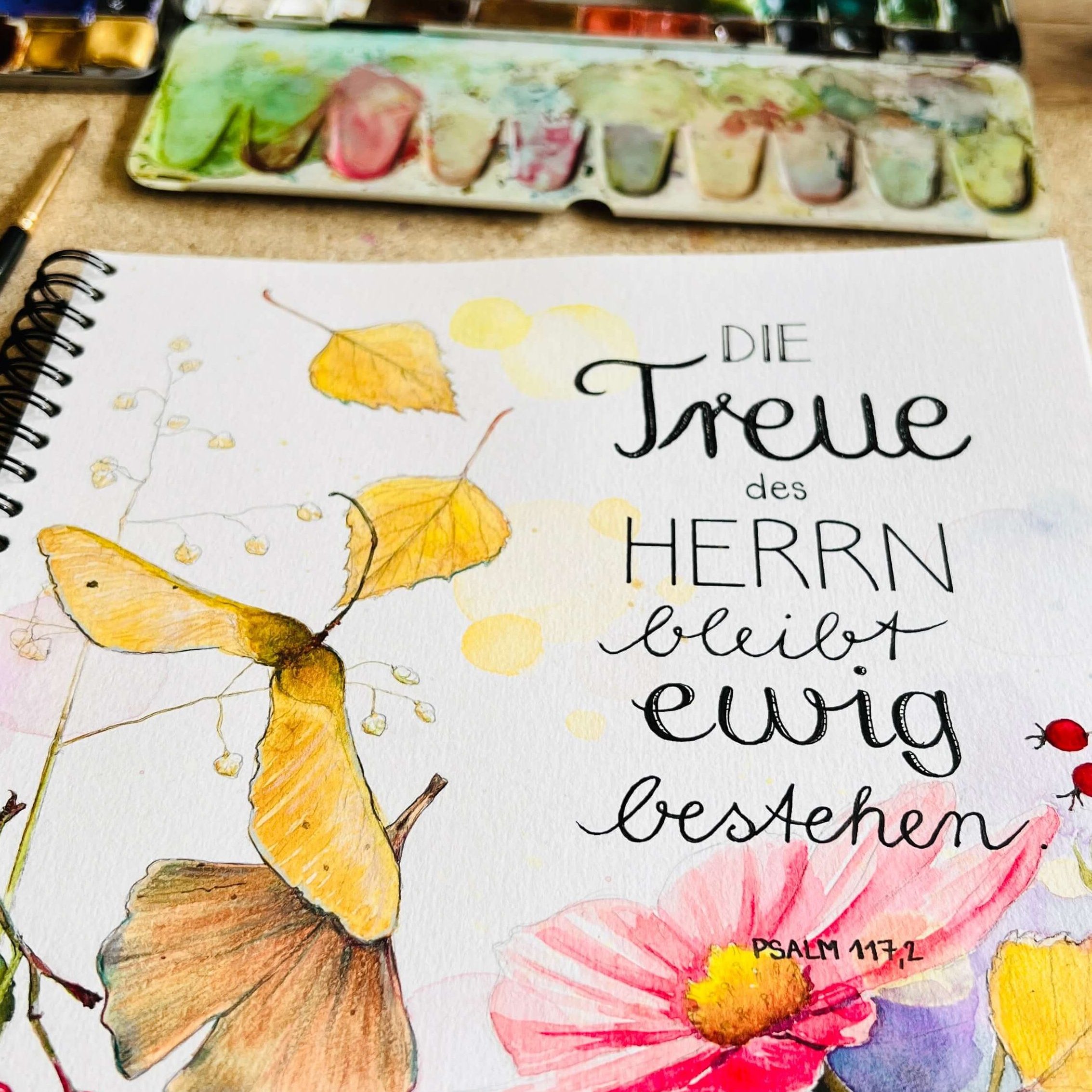 Die Treue des Herrn Bibelvers-Aquarell