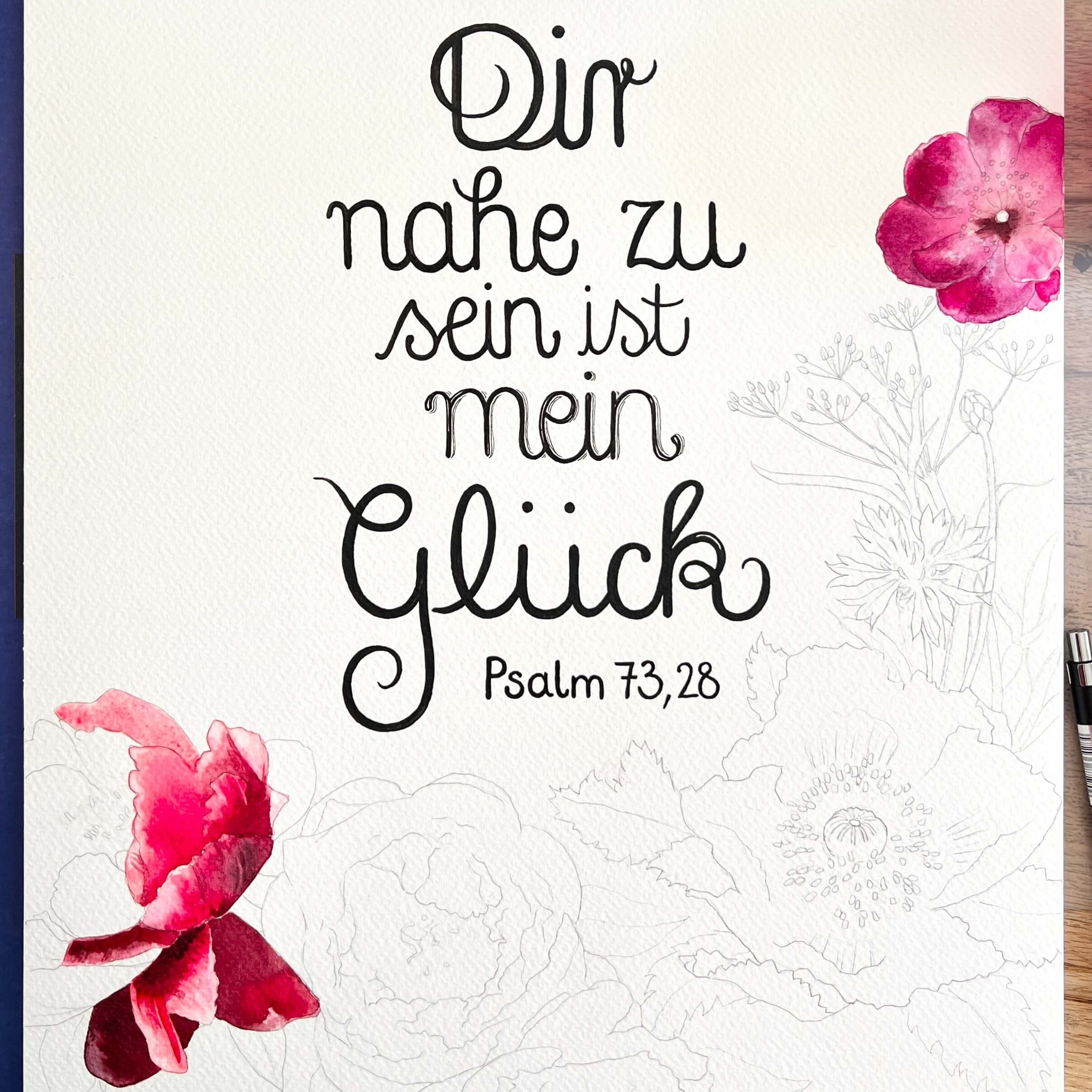 erste Aquarell Blüten entstehen