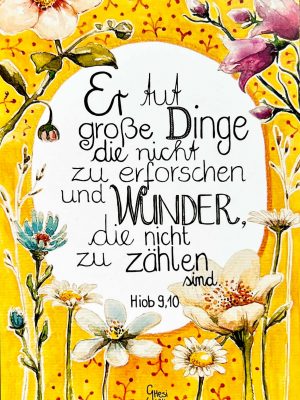 Postkarte Er tut große Dinge die nicht zu erforschen und Wunder die nicht zu zählen sind