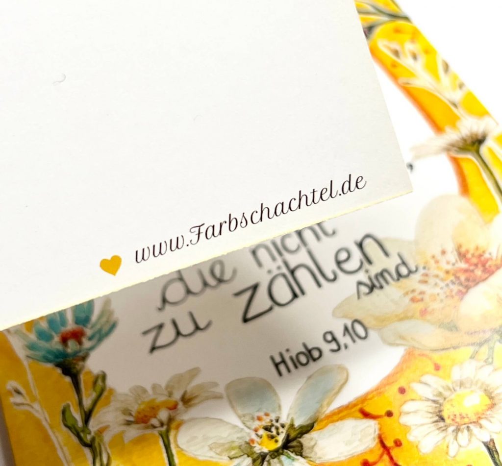 kleines Farbschachtel Logo auf der Postkarte