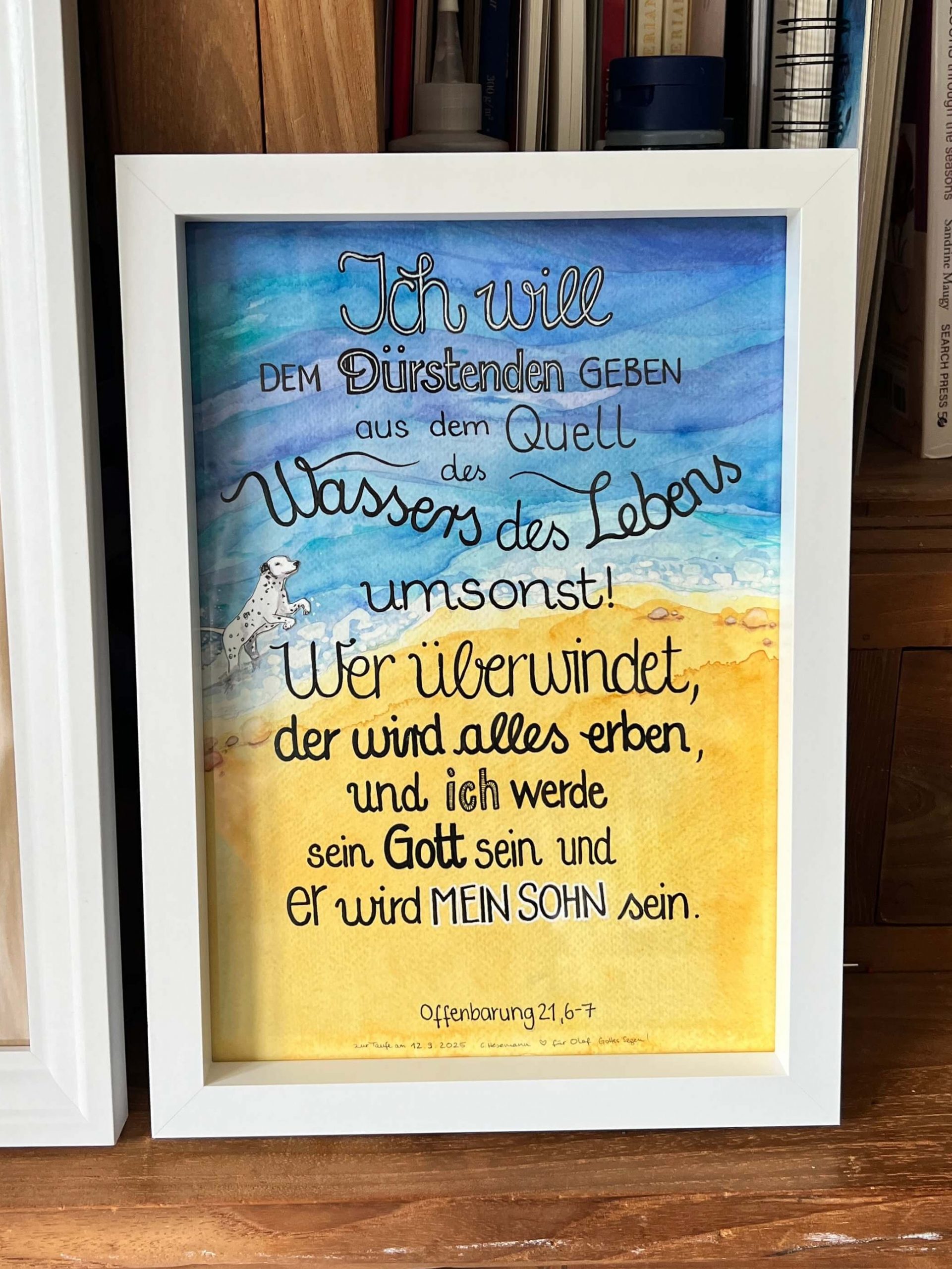 gerahmtes Bibelvers-Aquarell