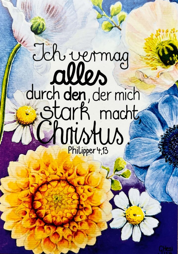 Postkarte Ich vermag alles durch den, der mich stark macht, Christus