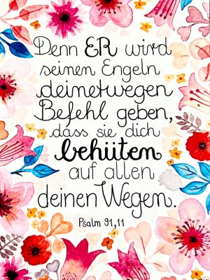 Postkarte Denn Er wird seinen Engeln deinetwegen Befehl geben