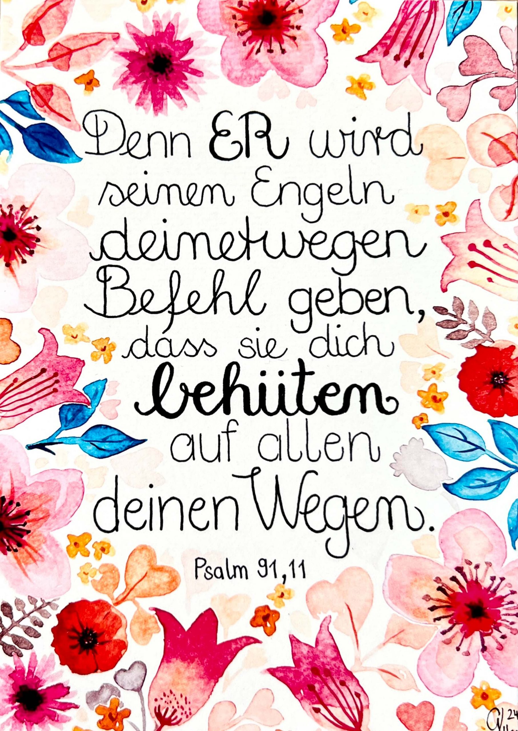 Postkarte Denn Er wird seinen Engeln deinetwegen Befehl geben