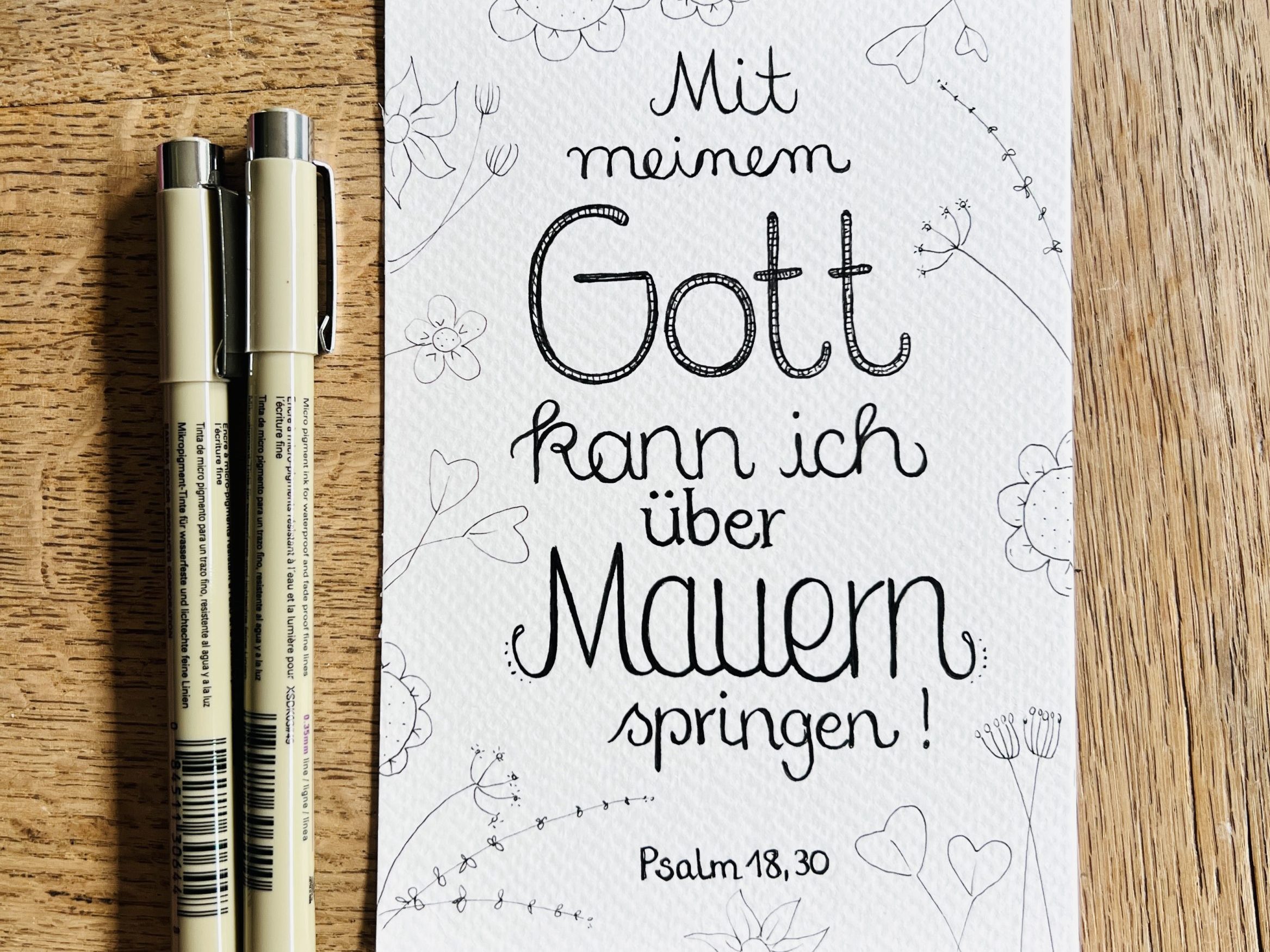 Mit meinem Gott kann ich über Mauern springen - Vorzeichnung