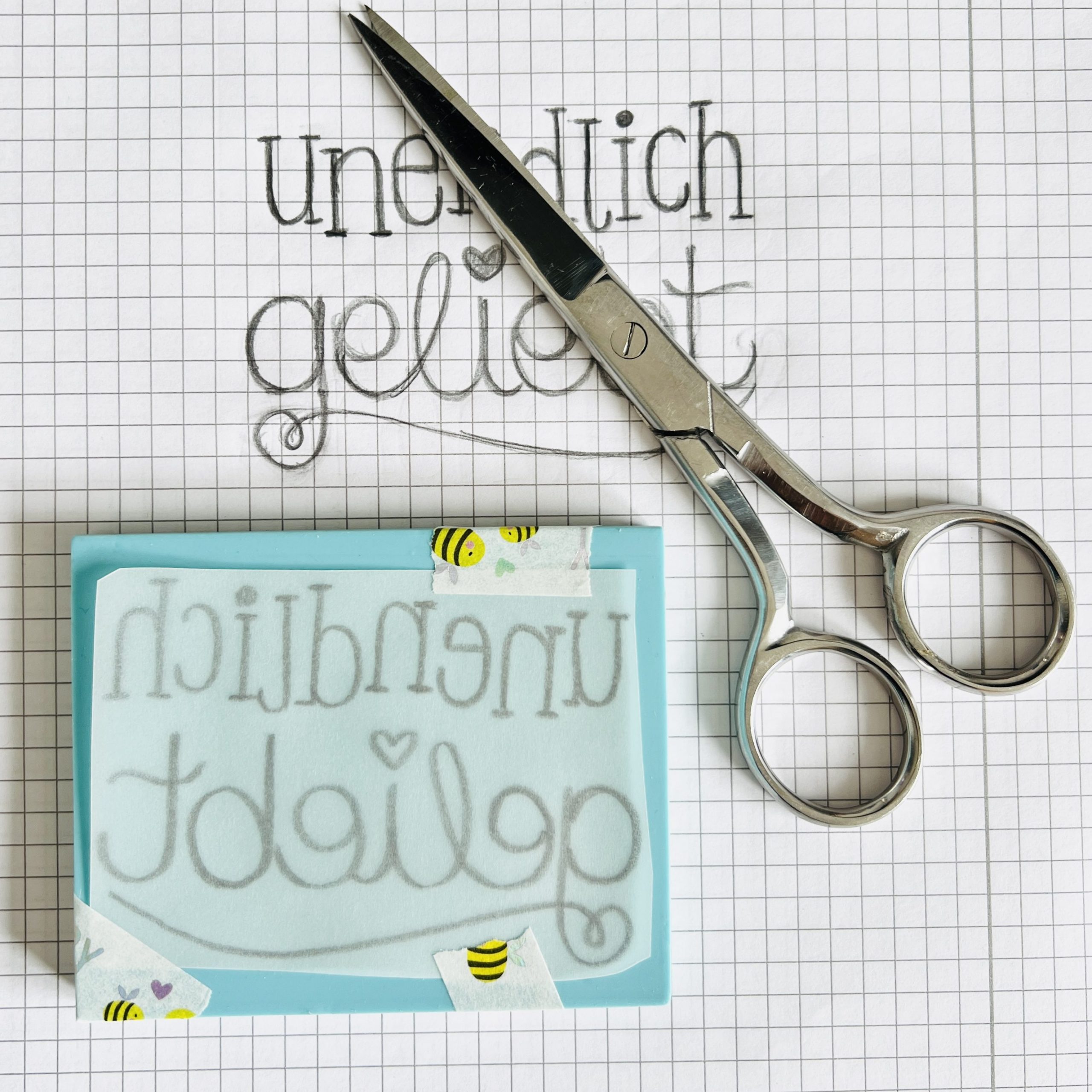 Abdruck vorbereiten auf das Stempelgummi