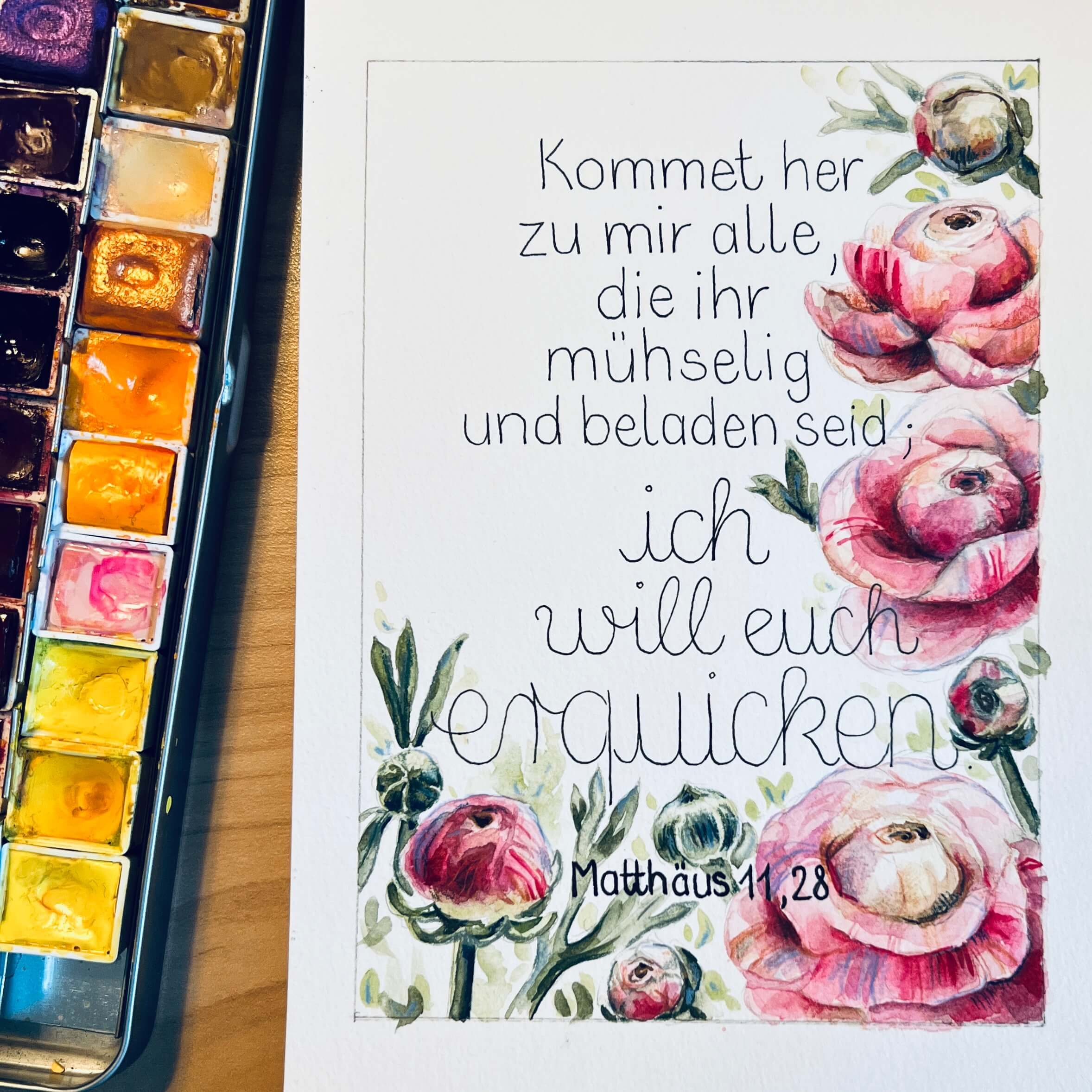 Aquarell fertig, Schrift noch nicht