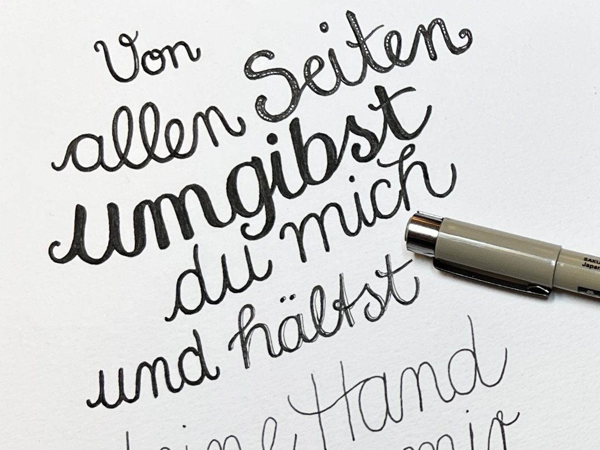 Gestaltung des Textes mit Pigmentlinern