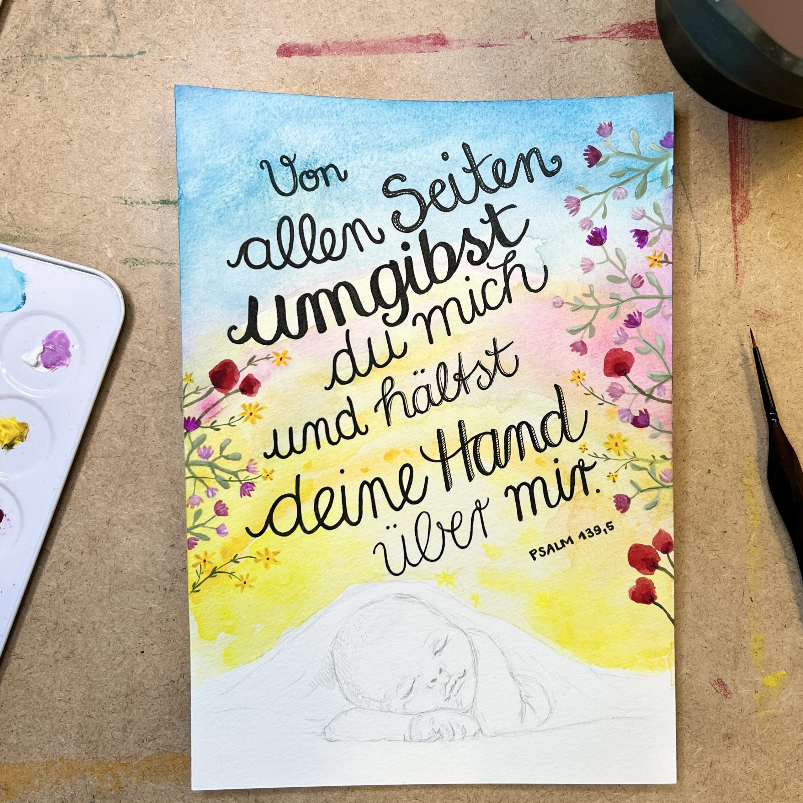 Blumendekoration mit Gouache