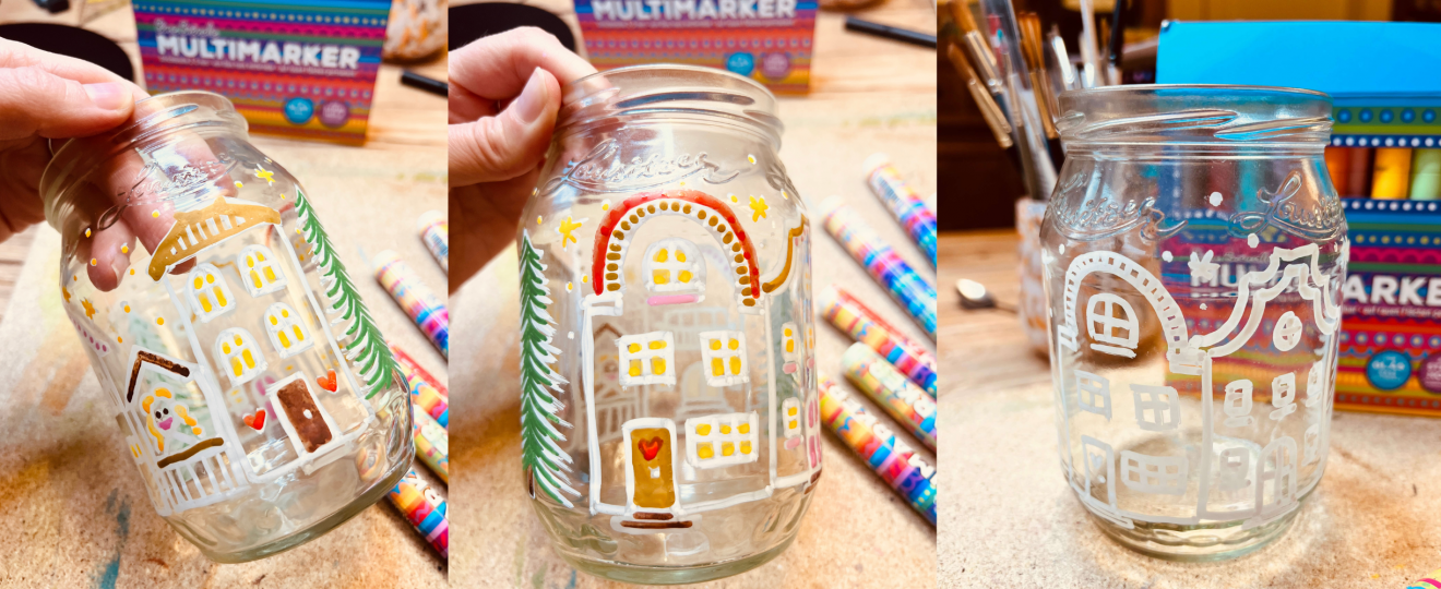 Kerzenglas Winterdorf