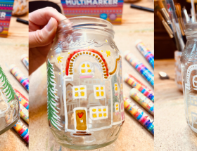 Kerzenglas Winterdorf