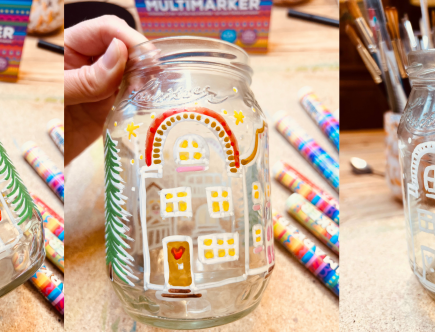 Kerzenglas Winterdorf