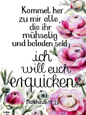 Bibelvers-Postkarte: Kommet her zu mir alle