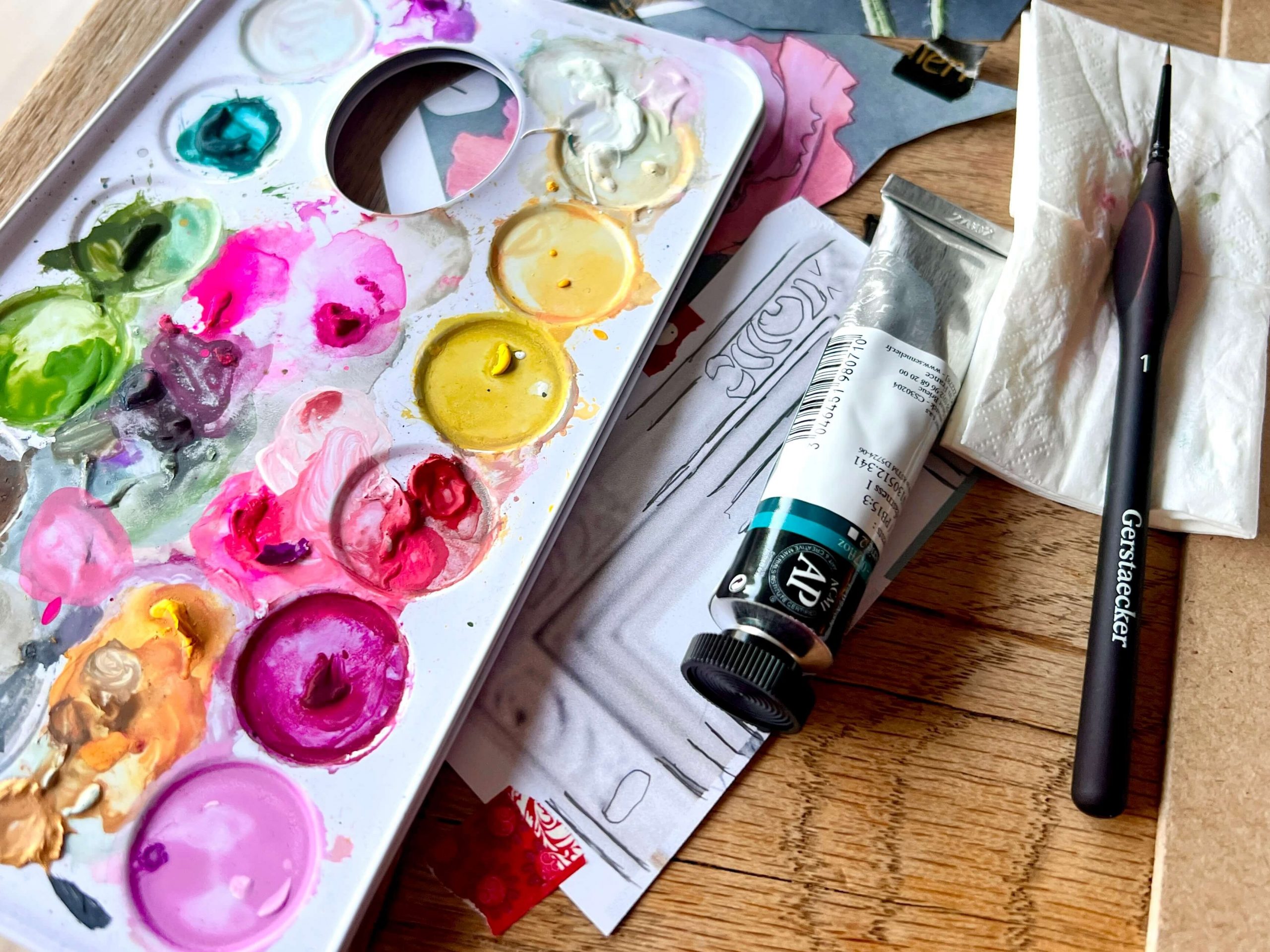 Farbpalette für Gouache