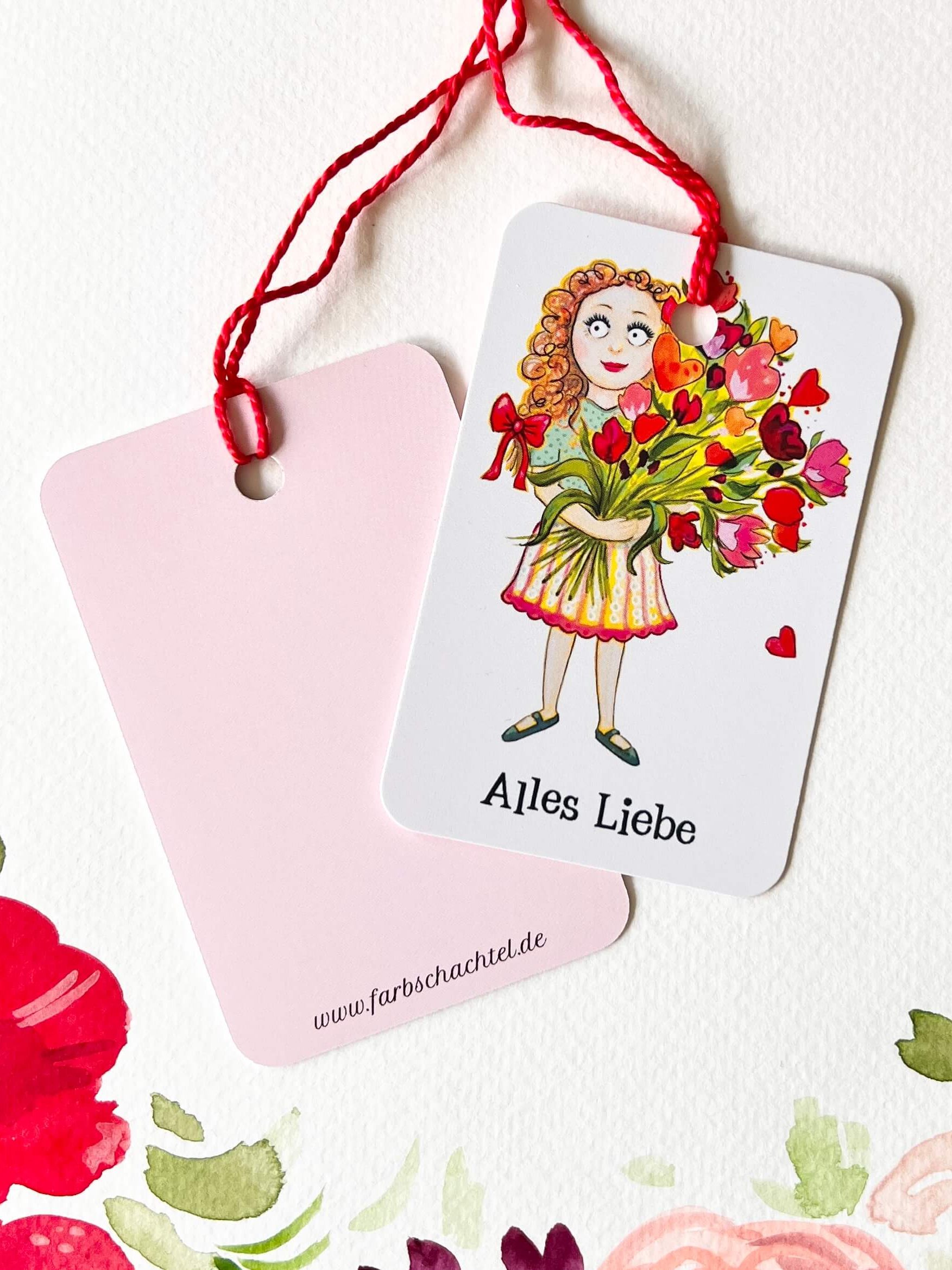 Geschenkanhänger Alles Liebe mit Rückseite