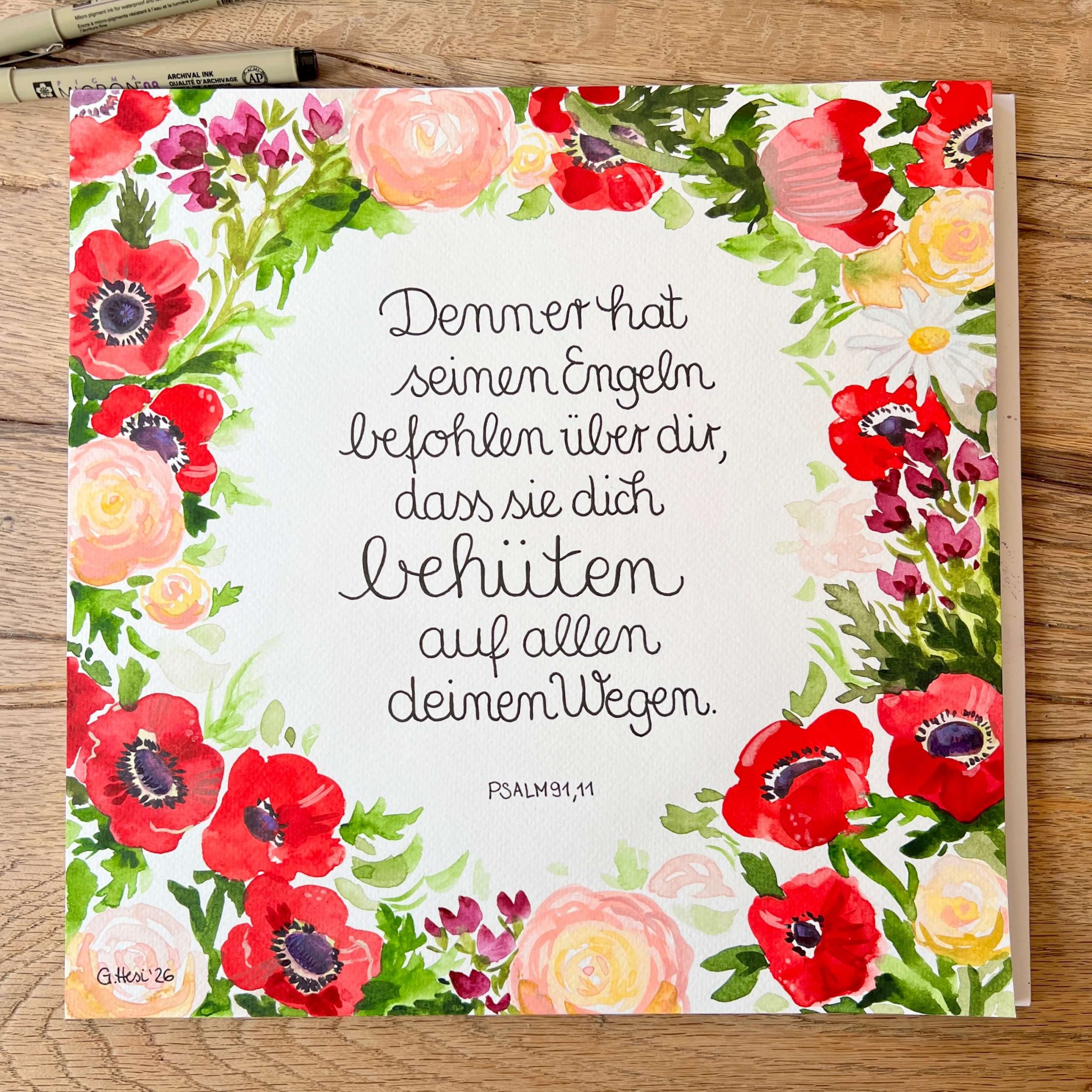 das fertige Bibelvers Aquarell