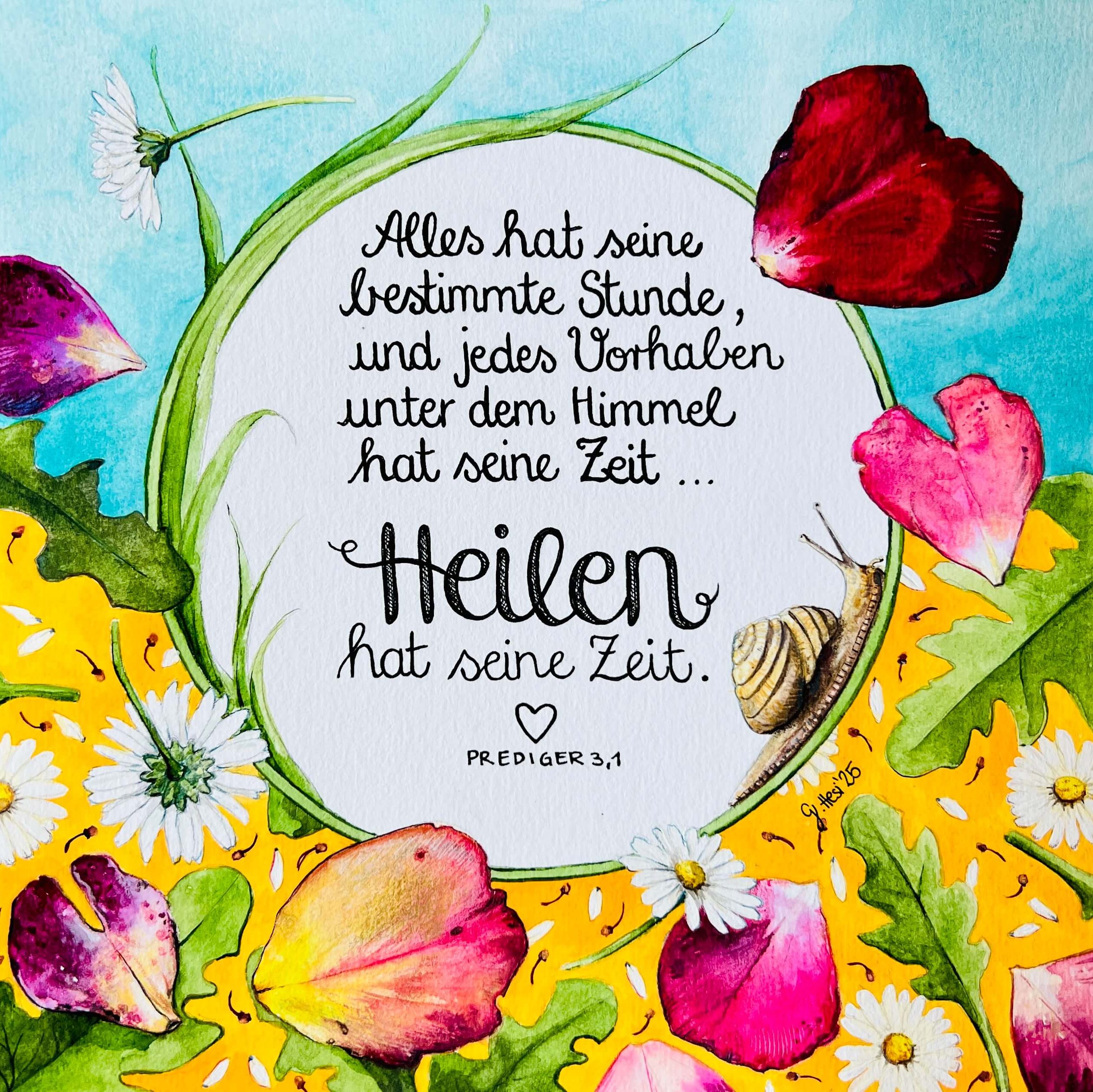 das fertige Bibelvers-Aquarell