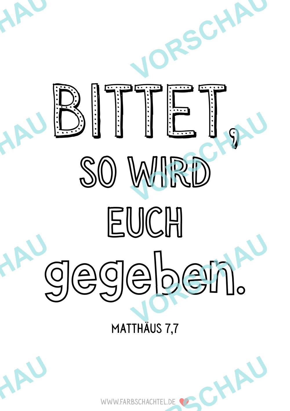 Vorschau des Bibelvers-Ausmalbilds „Bittet, so wird euch gegeben“
