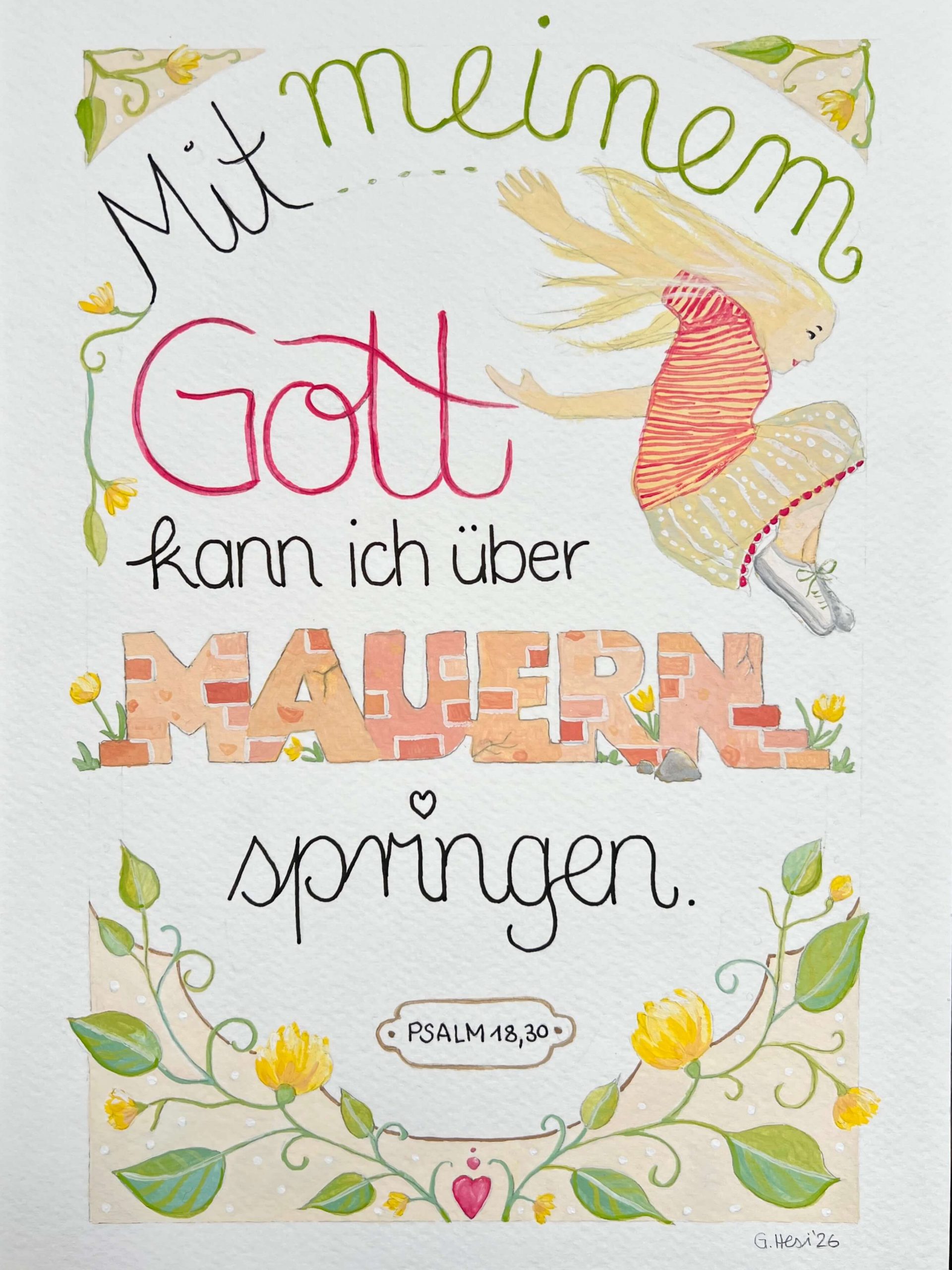 Bibelvers-Bild Mit meinem Gott kann ich über Mauern springen